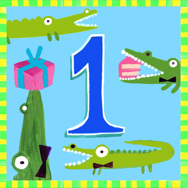 SOOSHICHACHA CROCODILE 1ST BIRTHDAY CARD