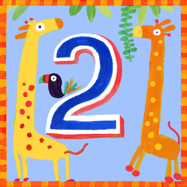 SOOSHICHACHA GIRAFFE 2ND BIRTHDAY CARD