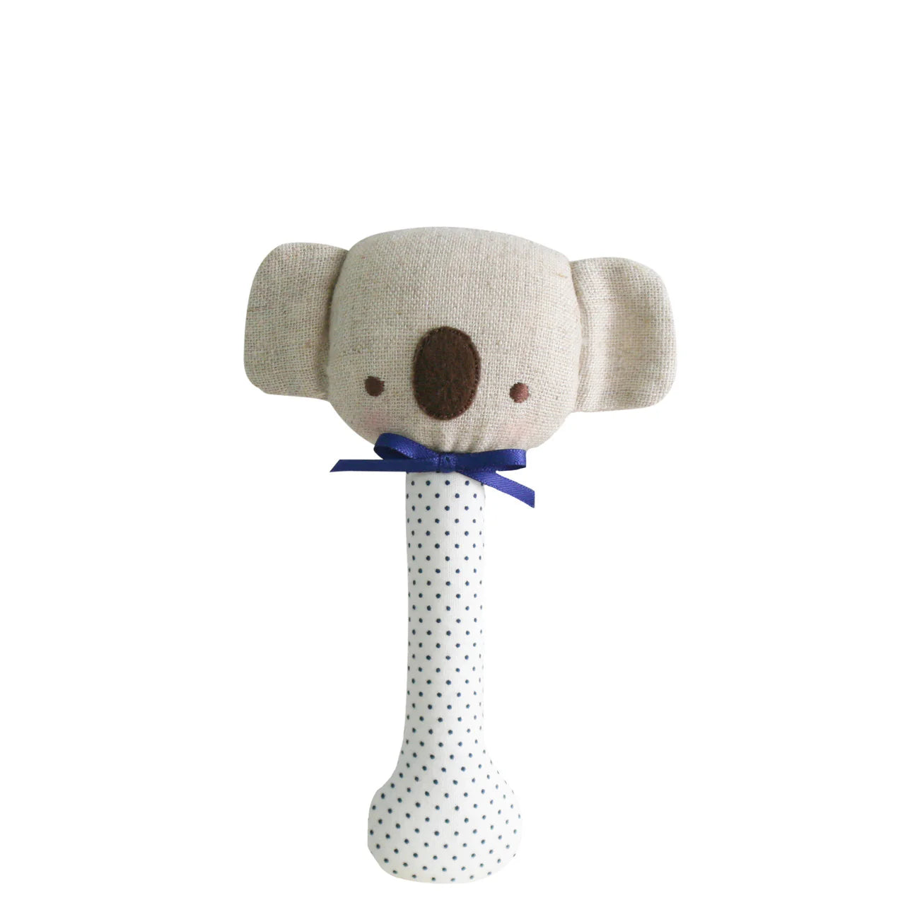 ALIMROSE BABY KOALA STICK RATTLE NAVY SPOT