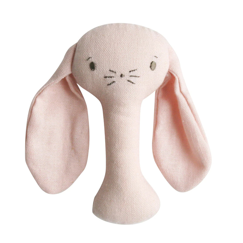 BOBBY BUNNY STICK RATTLE PINK LINEN