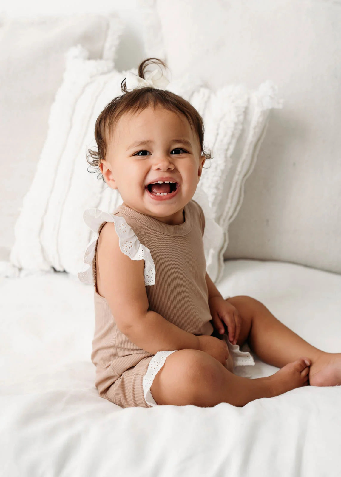 RAI & CO MINI RIBBED LACE FRILL ROMPER