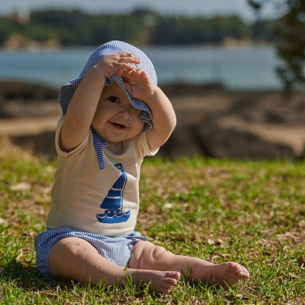 NATURE BABY STRETCH JERSEY BODYSUIT SAIL BOAT