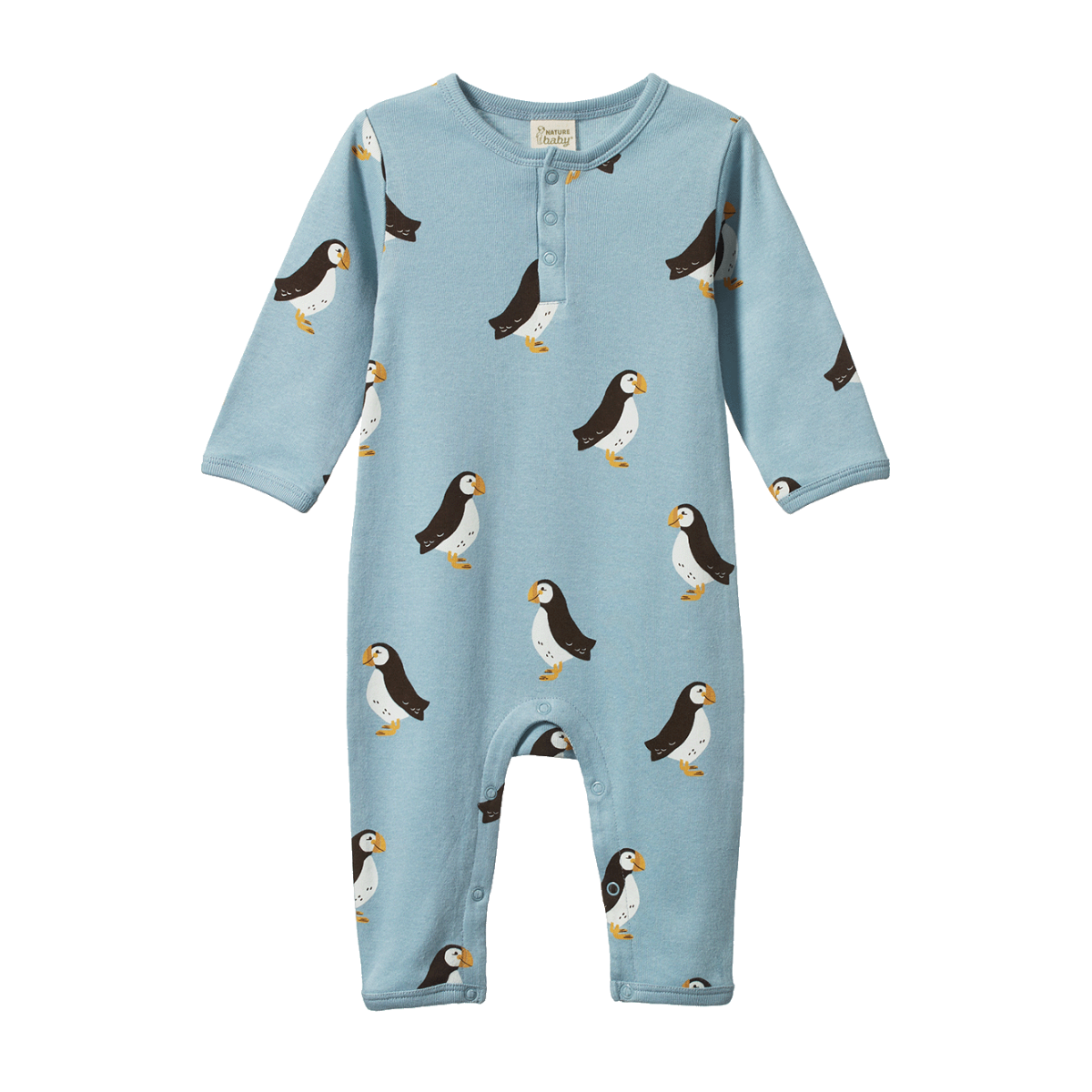 NATURE BABY HENLEY PYJAMA SUIT PUFFIN PRINT