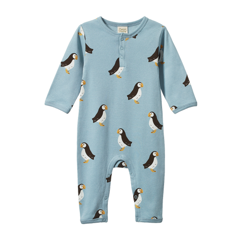 NATURE BABY HENLEY PYJAMA SUIT PUFFIN PRINT