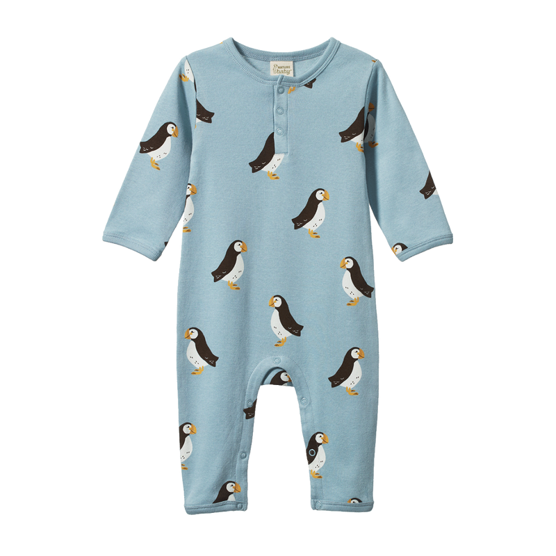 NATURE BABY HENLEY PYJAMA SUIT PUFFIN PRINT