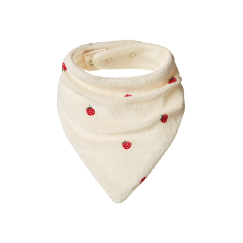 NATURE BABY TRIANGLE TERRY BIB RASPBERRY PRINT
