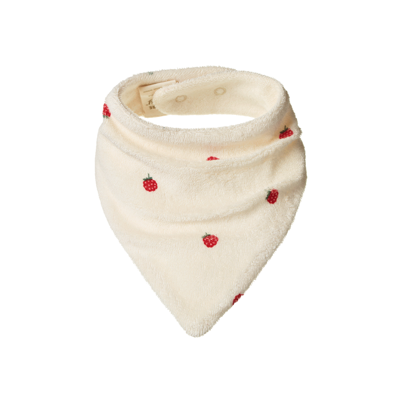 NATURE BABY TRIANGLE TERRY BIB RASPBERRY PRINT