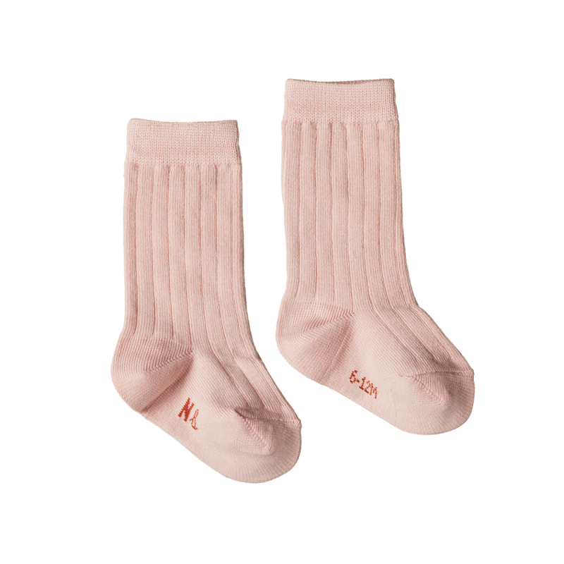 NATURE BABY ORGANIC COTTON RIB SOCKS ROSE BUD