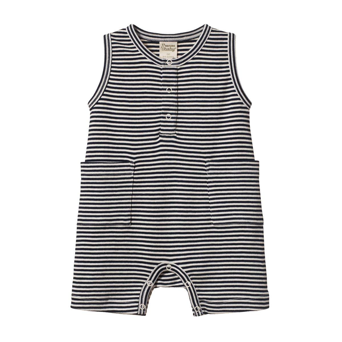 NATURE BABY CAMPER SUIT NAVY STRIPE