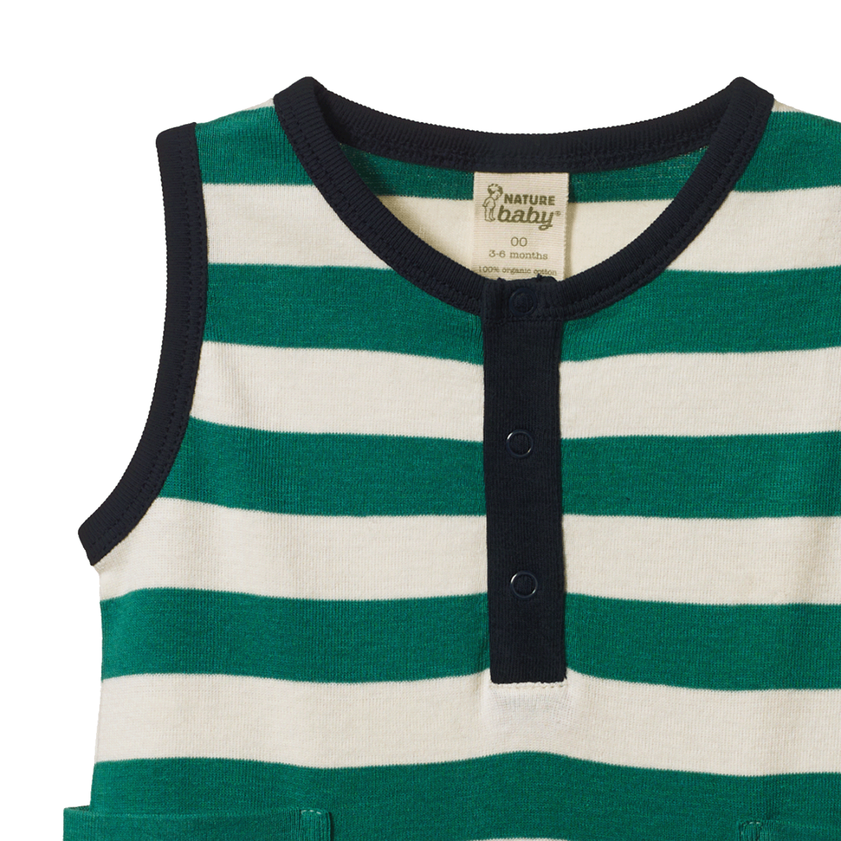 NATURE BABY CAMPER SUIT PEPPERMINT/NAVY STRIPE