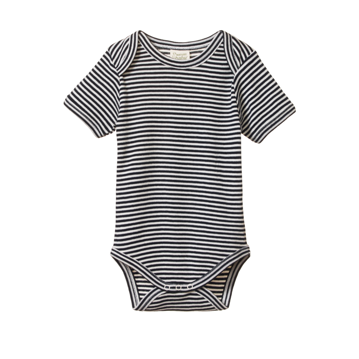 NATURE BABY SHORT SLEEVE BODYSUIT NAVY STRIPE