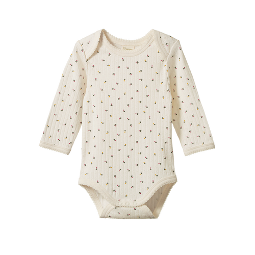 NATURE BABY LS BODYSUIT POINTELLE ASTER FLORAL