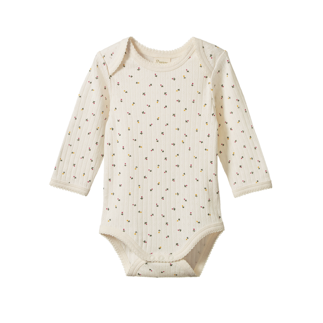 NATURE BABY LS BODYSUIT POINTELLE ASTER FLORAL