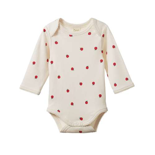 NATURE BABY LONG SLEEVE BODYSUIT RASPBERRY PRINT