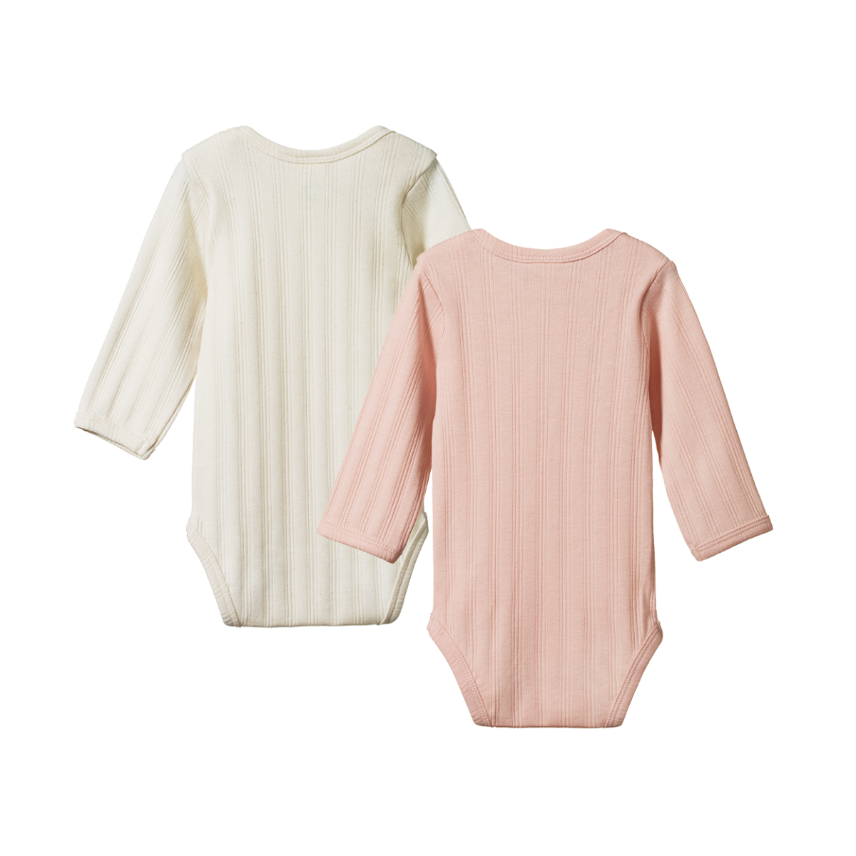 NATURE BABY 2 PACK DERBY BODYSUIT - NATURAL/ROSE BUD