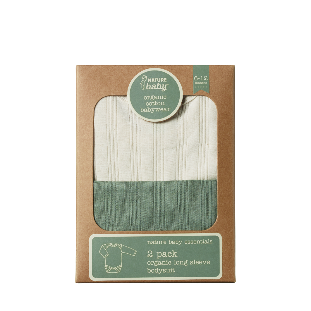 NATURE BABY 2 PACK DERBY BODYSUIT - NATURAL/NETTLE