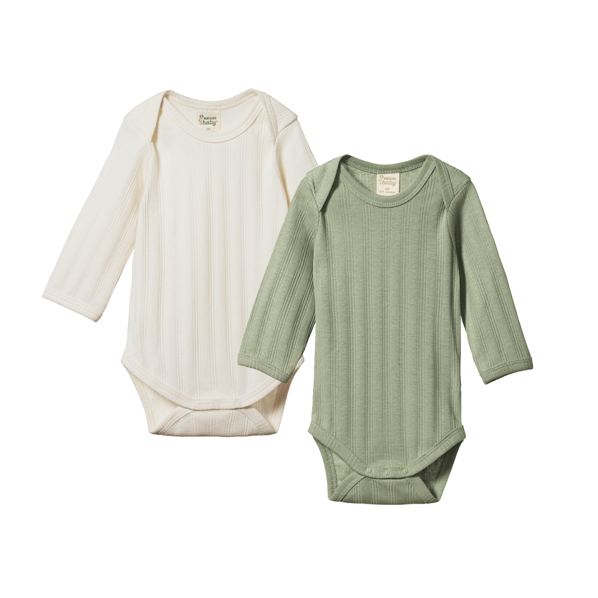 NATURE BABY 2 PACK DERBY BODYSUIT - NATURAL/NETTLE