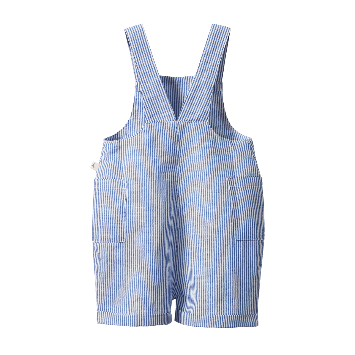 NATURE BABY TUCKER SHORTIE OVERALLS LINEN BLUE STRIPE
