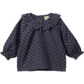 NATURE BABY RUFFLE CAMERON BLOUSE VIOLET POLKA DOT PRINT