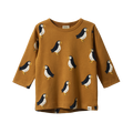 NATURE BABY LONG SLEEVE RIVER TEE PUFFIN TOFFEE PRINT