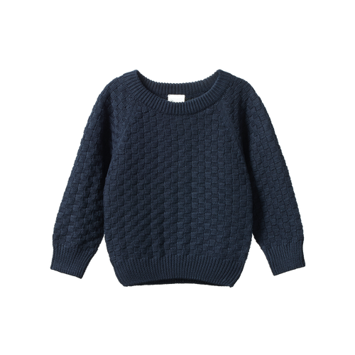 NATURE BABY BILLY JUMPER NAVY BASKET KNIT