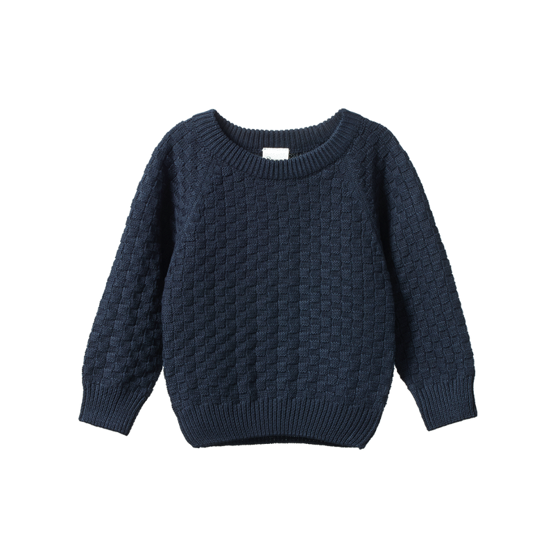 NATURE BABY BILLY JUMPER NAVY BASKET KNIT