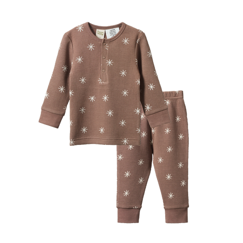 NATURE BABY 2 PC LONG SLEEVE WAFFLE PYJAMAS TWINKLE PRINT
