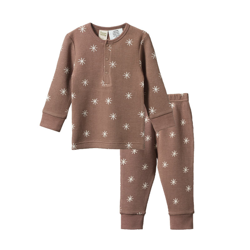 NATURE BABY 2 PC LONG SLEEVE WAFFLE PYJAMAS TWINKLE PRINT