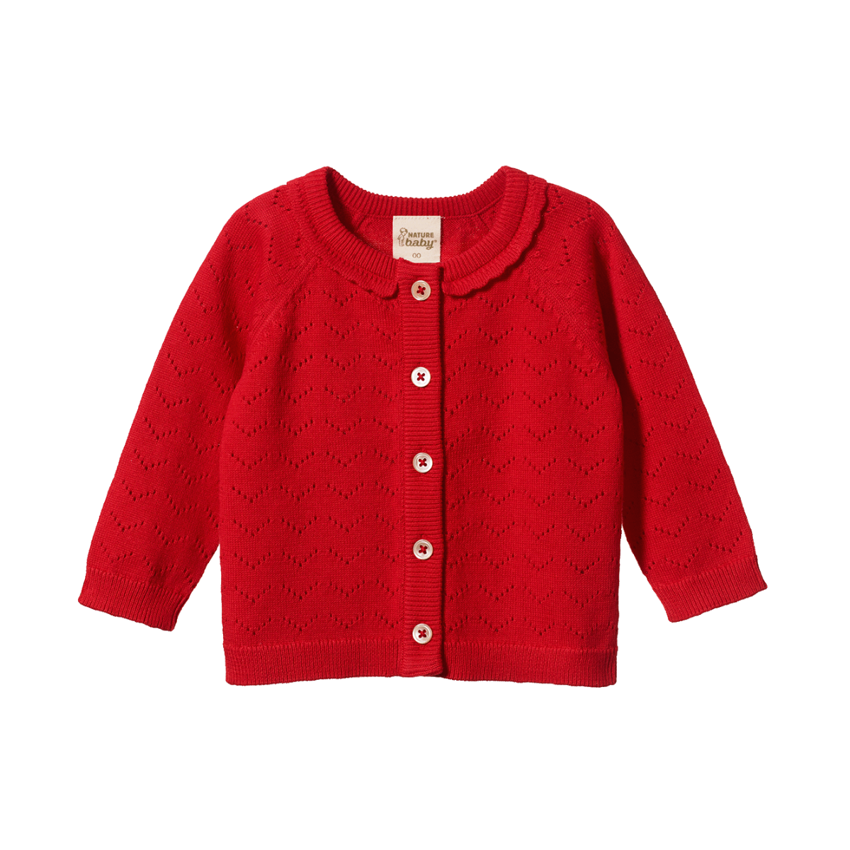 NATURE BABY PIPER CARDIGAN RASPBERRY RED POINTELLE