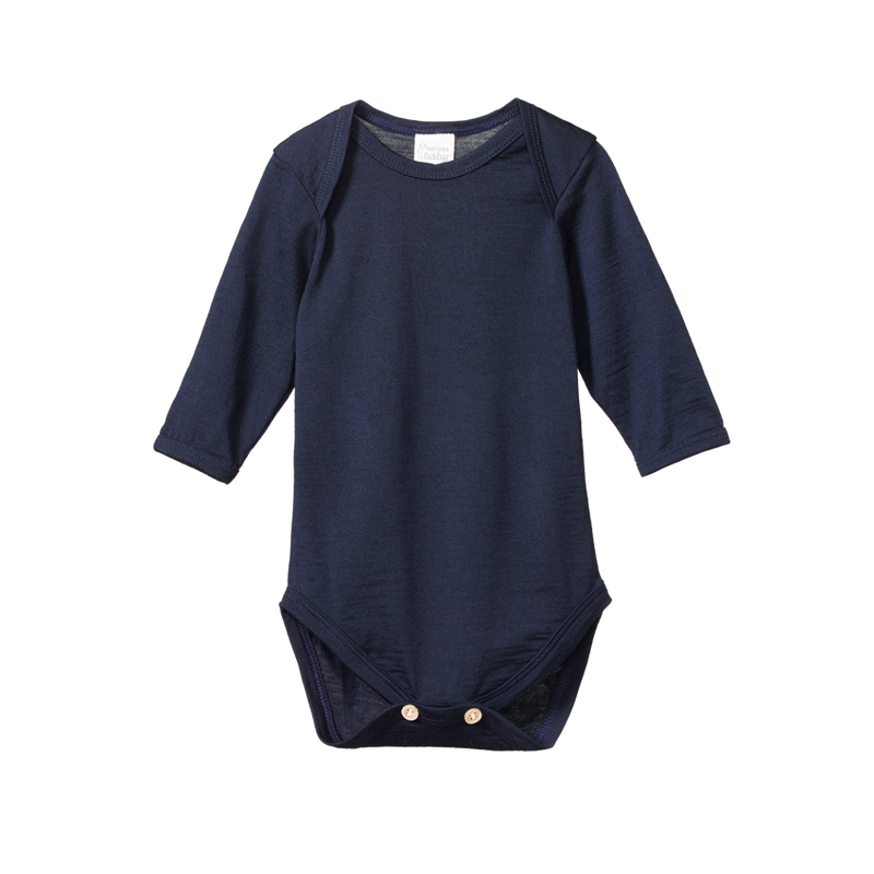 NATURE BABY MERINO ESSENTIAL BODYSUIT NAVY