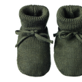 NATURE BABY MERINO KNIT DRAWSTRING BOOTIES THYME