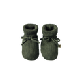 NATURE BABY MERINO KNIT DRAWSTRING BOOTIES THYME