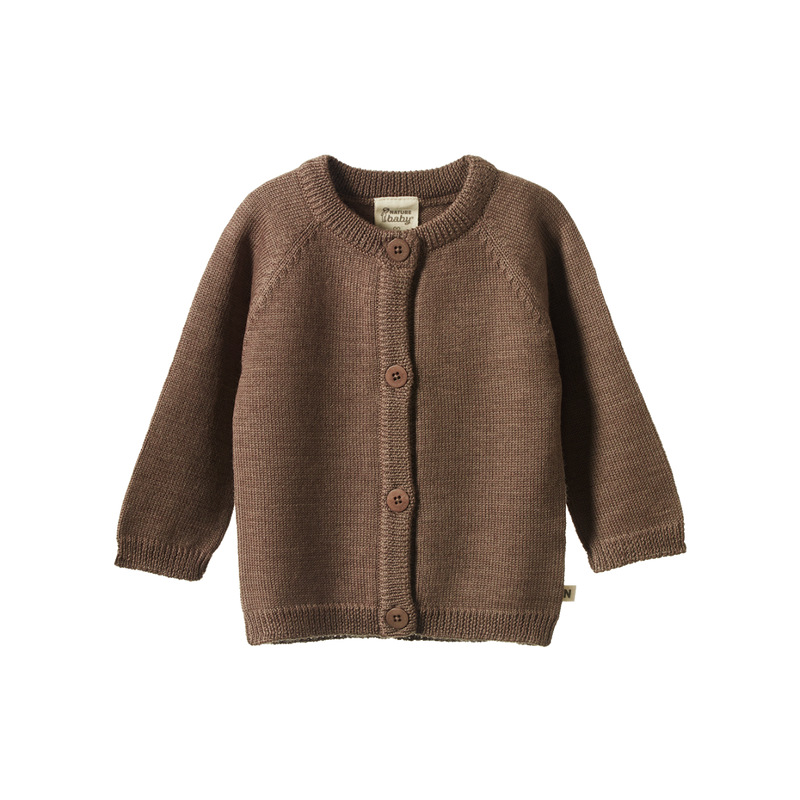 NATURE BABY MERINO KNIT CARDIGAN CUB MARL