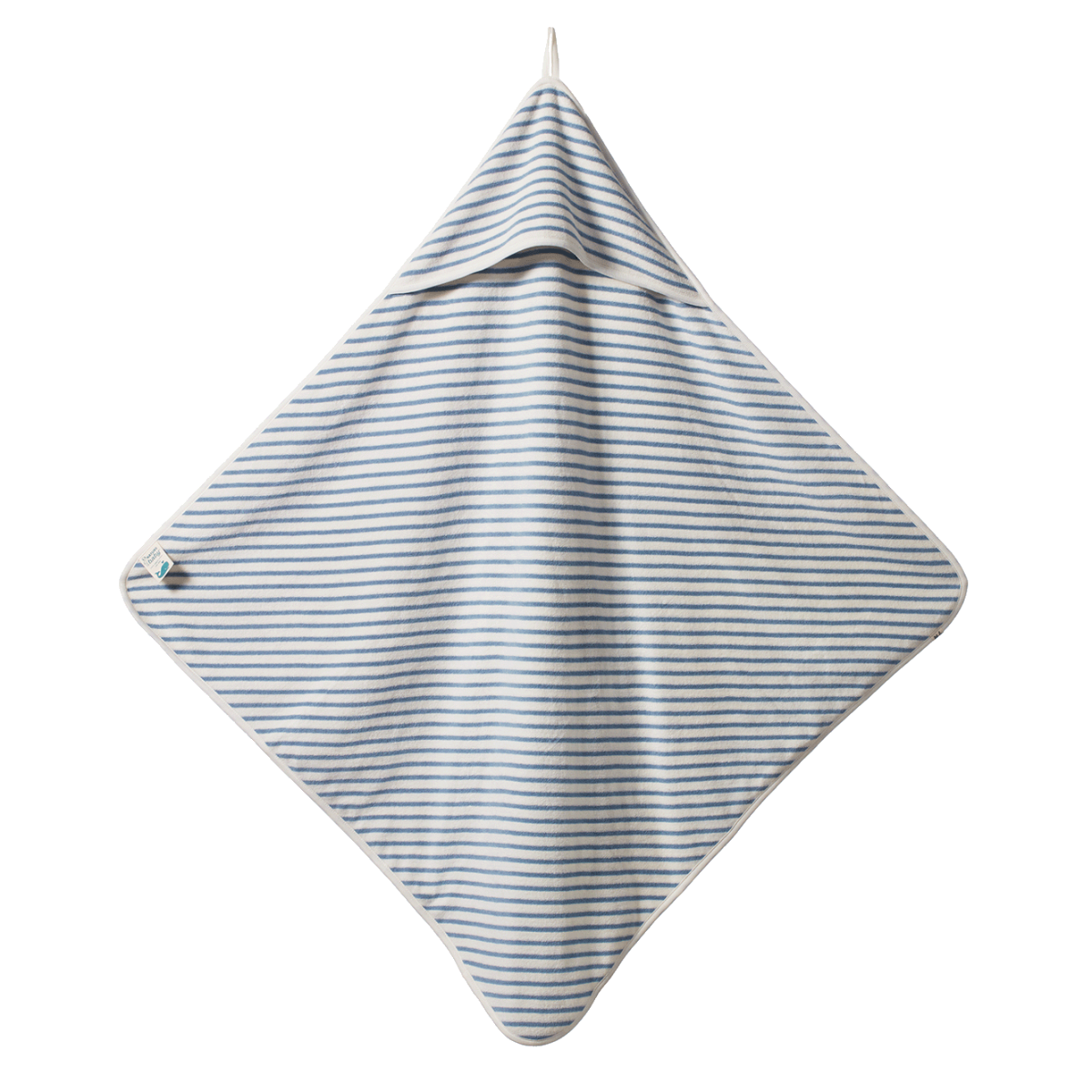 NATURE BABY ORGANIC COTTON HOODED TOWEL POWDER BLUE SAILOR STRIPE