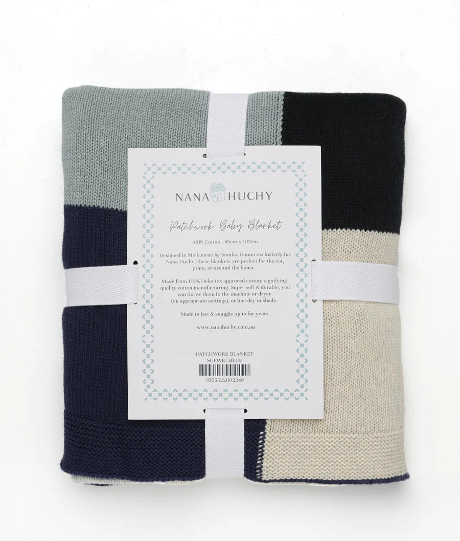 NANA HUCHY PATCHWORK BABY BLANKET - GREY