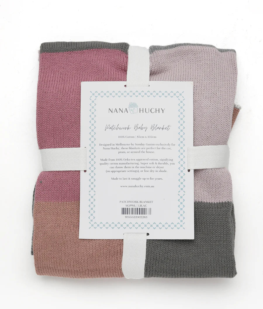 NANA HUCHY PATCHWORK BABY BLANKET - LILAC