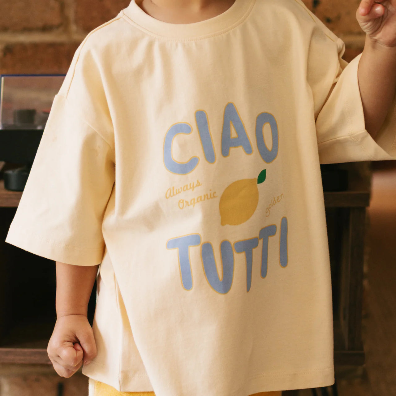 GOLDEN CHILDREN CIAO TUTTI LIMONE TEE VANILLA PARFAIT