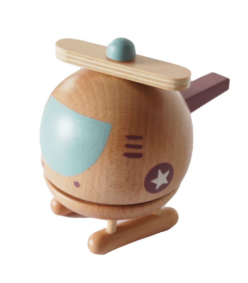 WOODEN HELICOPTER MUSIC BOX