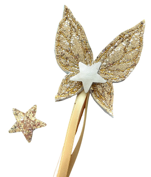 THREE TOTS VEGAN LEATHER BUTTERFLY WAND GOLD REVERSIBLE