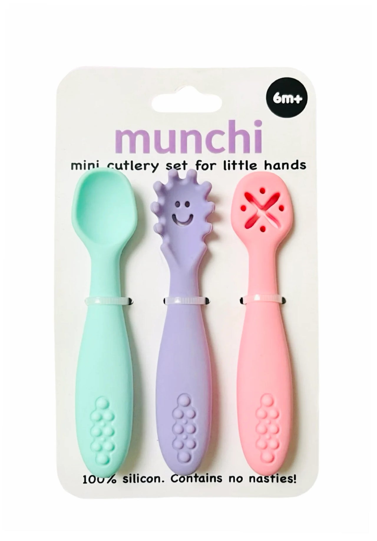MUNCHI MINI SILICONE CUTLERY SET - SHERBET