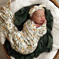 SNUGGLEHUNNY GOLDEN WATTLE JERSEY WRAP & TOPKNOT SET