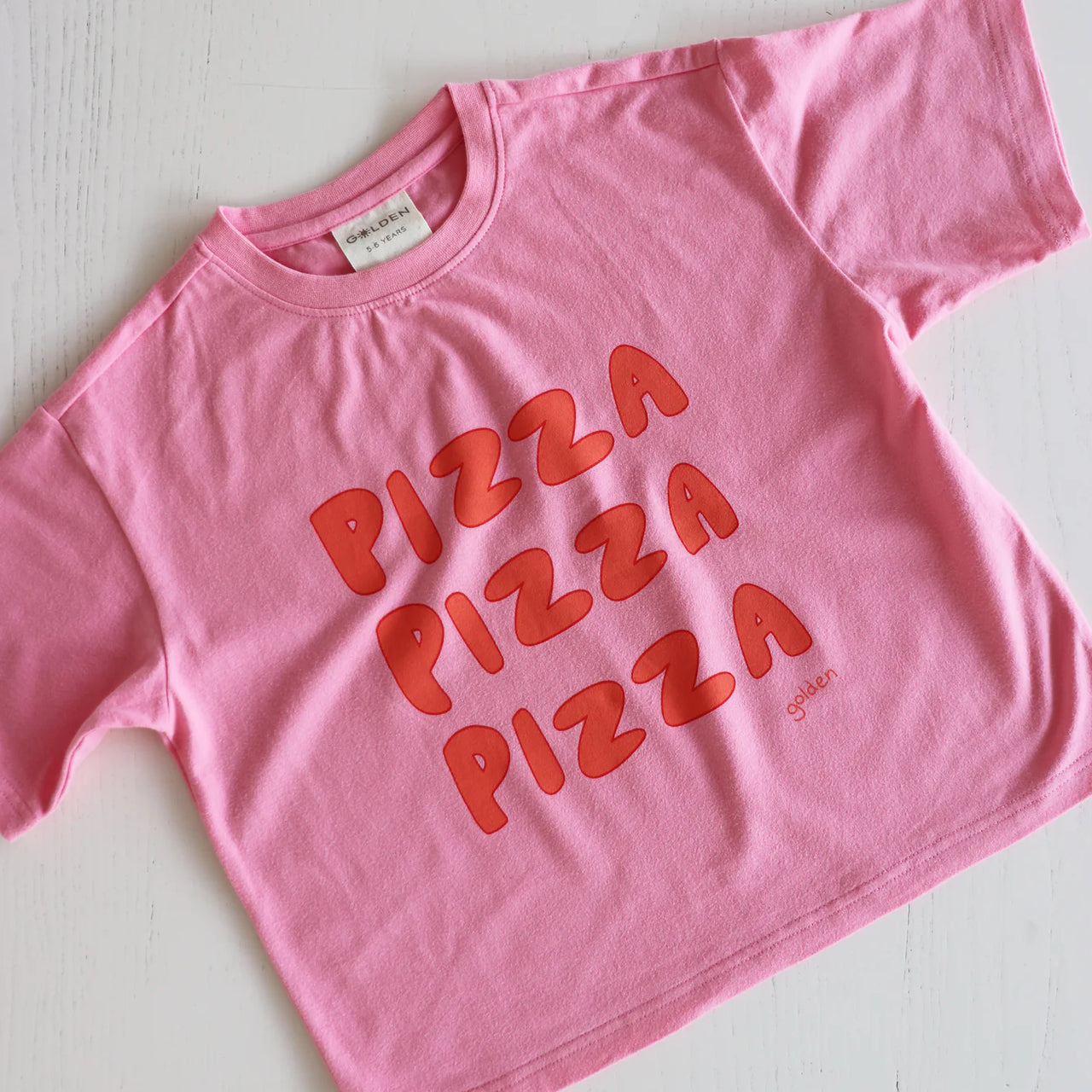 GOLDEN CHILDREN PIZZA MID SLEEVE TEE MERINGUE PINK