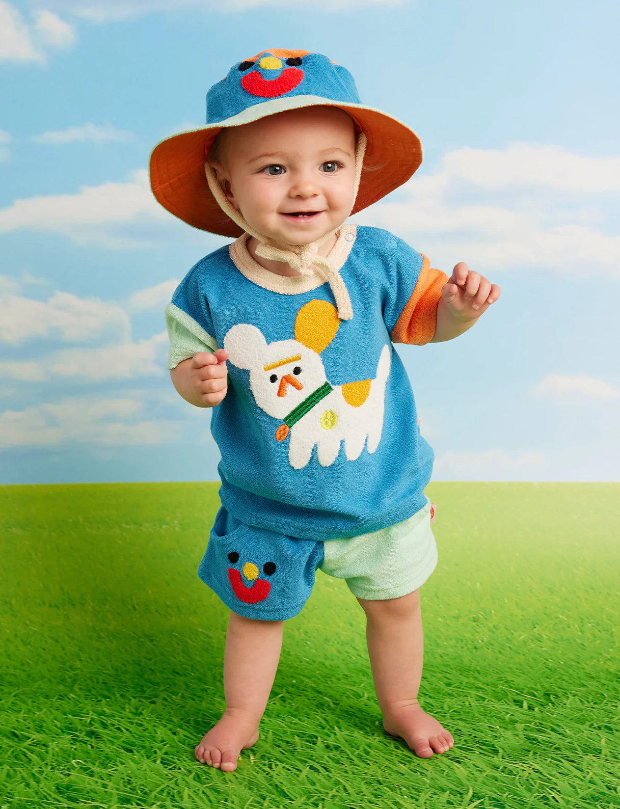 HALCYON NIGHTS PUPPY PARK TERRY KIDS BUCKET HAT