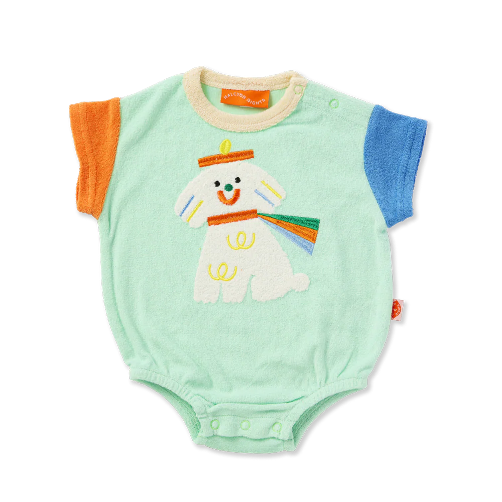 HALCYON NIGHTS PUPPY PARK TERRY SHORT SLEEVE BODYSUIT