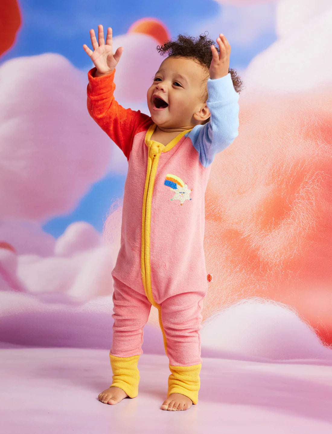 HALCYON NIGHTS STARS PINK TERRY LS ROMPER