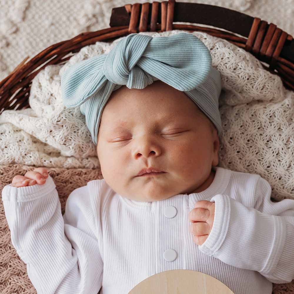 BABY TOPKNOT HEADBAND SAGE RIBBED