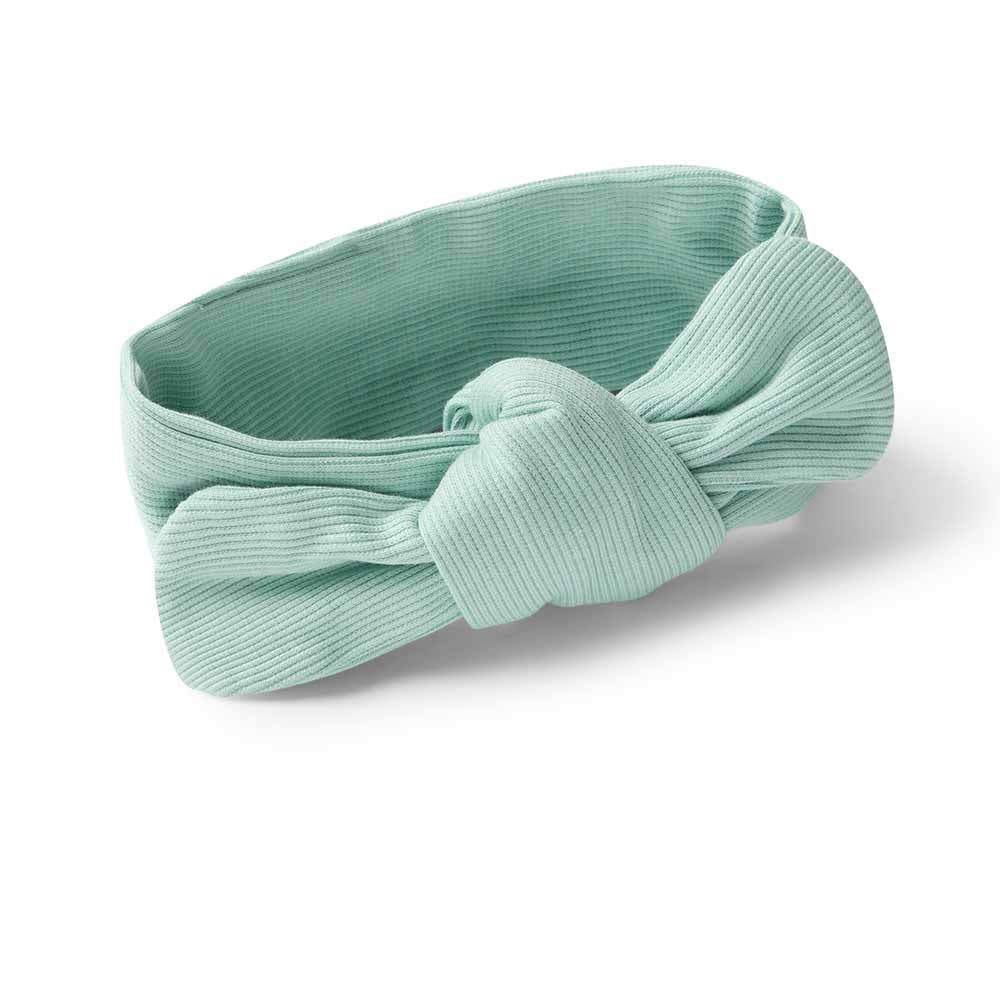 BABY TOPKNOT HEADBAND SAGE RIBBED