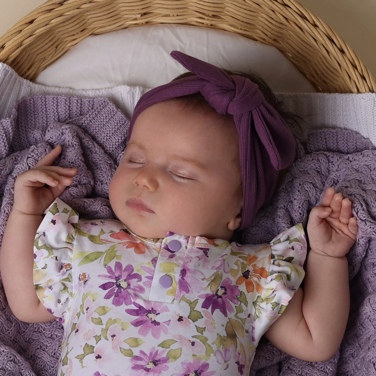 BABY TOPKNOT HEADBAND MULBERRY RIB