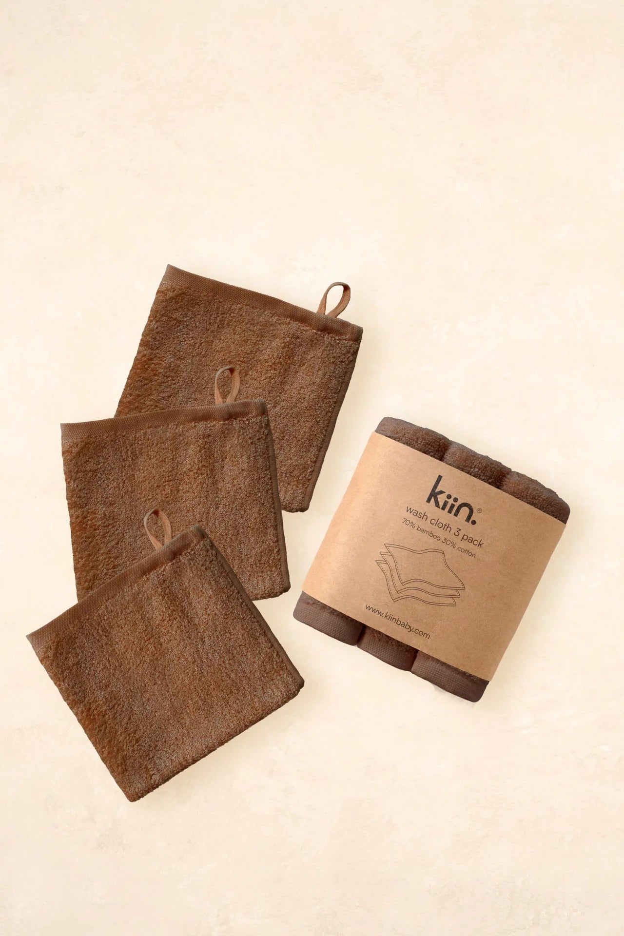 KIIN BABY WASH CLOTHS CHOCOLATE