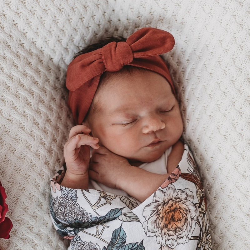 BABY TOPKNOT HEADBAND DEEP RUST